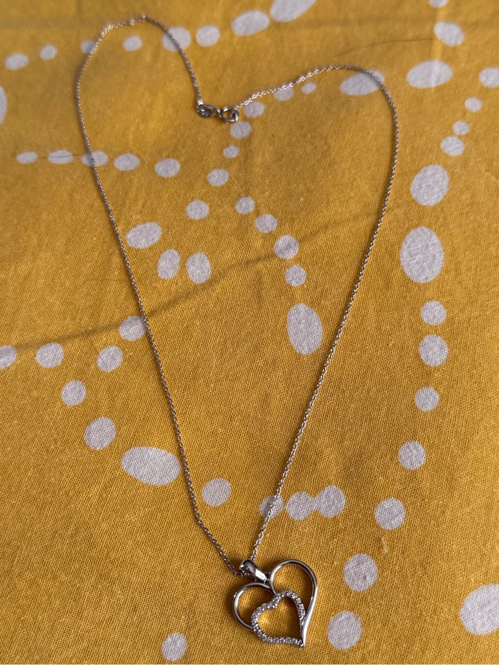Silver Heart Pendant Necklace - Double Heart Design